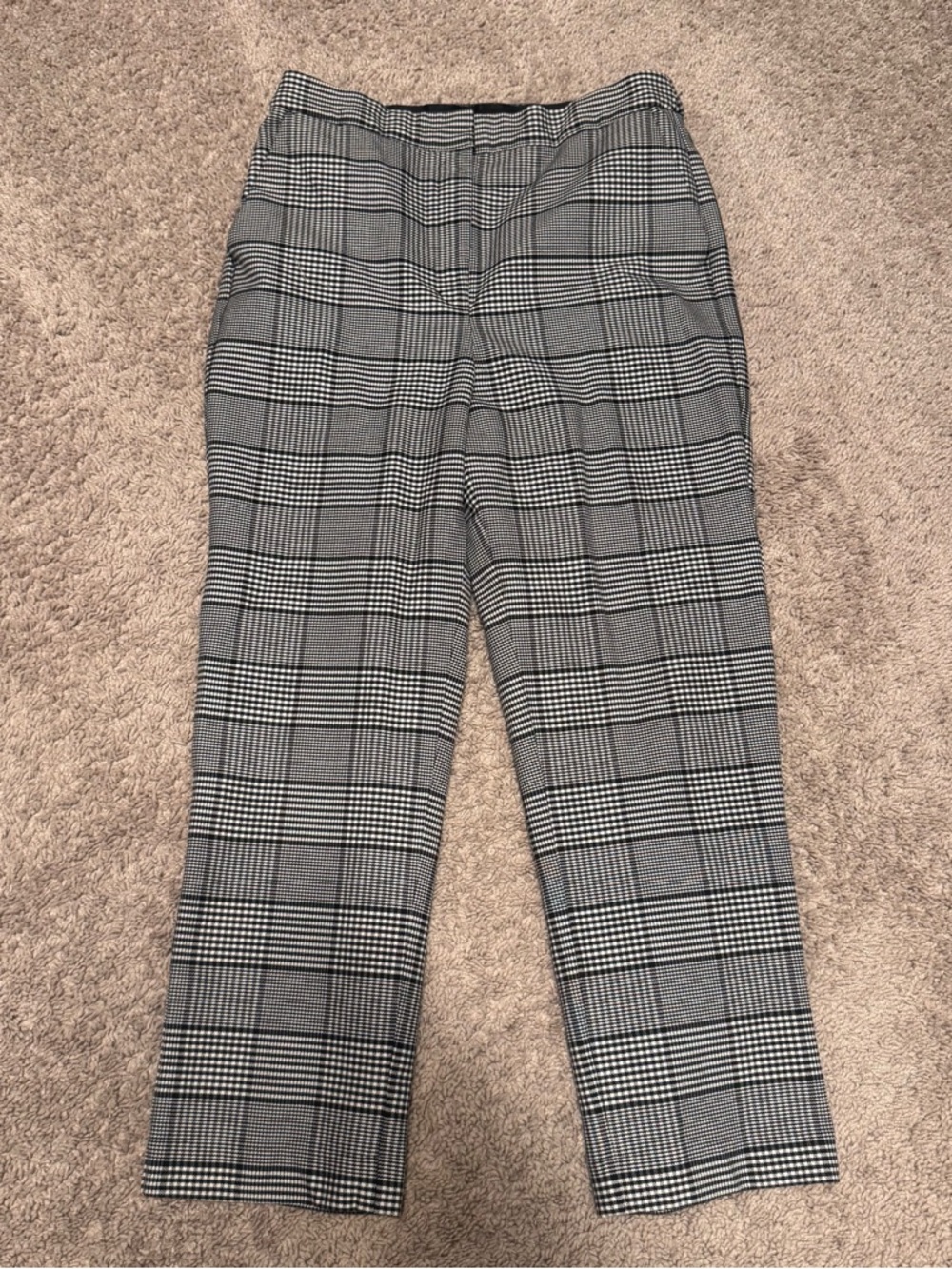 Express Women's Editor Straight Leg Plaid Pants - Black & White